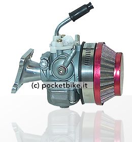 pocketbike.it Kit Carburatore + filtro aria + collettore per motori cinesi ad aria - carburatore 19 - collettore in ergal - filtro aria anodizzato